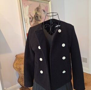 JCREW size XS black boucle wool double breastfed cropped blazer
